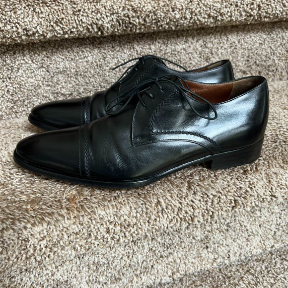 a.testoni Men\'s Black Leather Oxfords Dress Shoes. main image 11